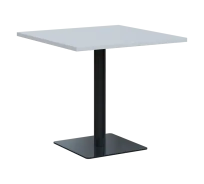 SQT 450 - 3 stůl hranlatý, deska 800x800 mm, síla 25 mm, trubková noha černá, bílá